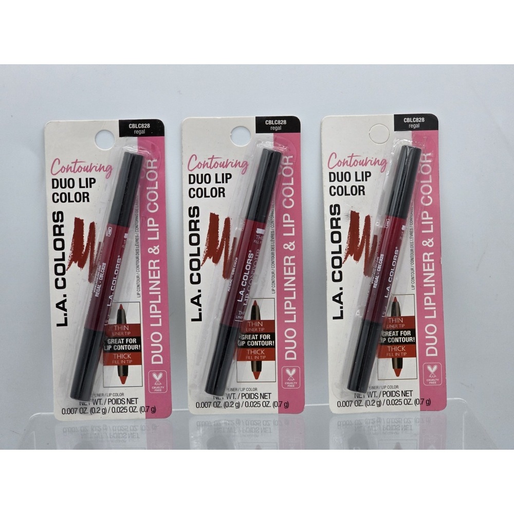 3 Lot L.A. Colors Lip Contour 2-in-1 Duo Lipliner and Lip Color